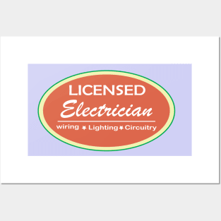 Licensed Electrician promo Sticker for Lighting  wiring and circuit work of Electrician and technicians Posters and Art